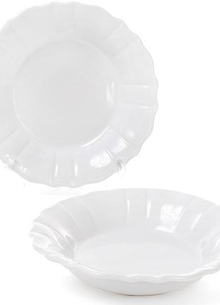 Набор глубоких тарелок leeds ceramics sun ø23см, 6 шт, каменная керамика, белые