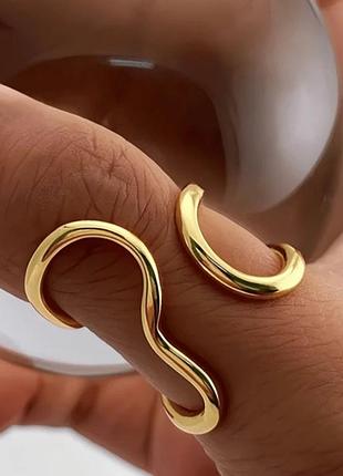 Стильная анатомическая кольца «liquid» (нержавеющая сталь, позолота