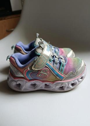 Яскраві кросівки skechers heart lights, б/у, 25 р. (устілка 15 см)