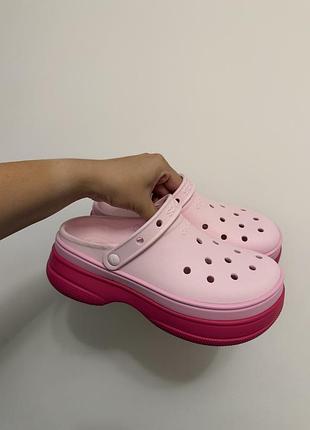 Крокси crocs classic stacked clog рожеві, розмір m8-w10