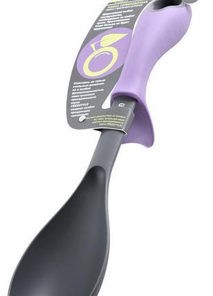 Поварская ложка fissman freestyle 32см нейлоновая, графитово-серая с сиреневой ручкой, для антипригарного покрытия