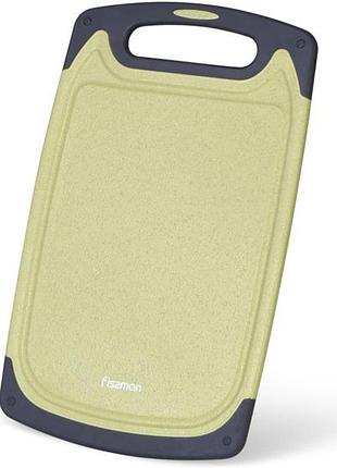 Разделочная доска fissman olive 31x20 см, пластик, с желобом для сбора жидкости, оливковая