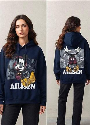 Стильне худі з великим принтом mickey mouse