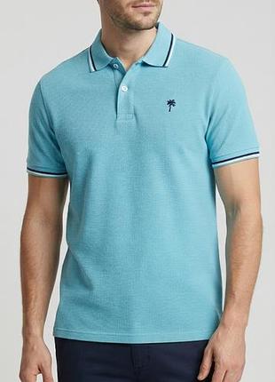 Мужская футболка-поло livergy regular fit (бирюзовая), размер м