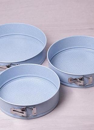 Набір роз'ємних форм для випічки kamille marble 3 шт ø24-28 см з антипригарним покриттям, вуглецева сталь