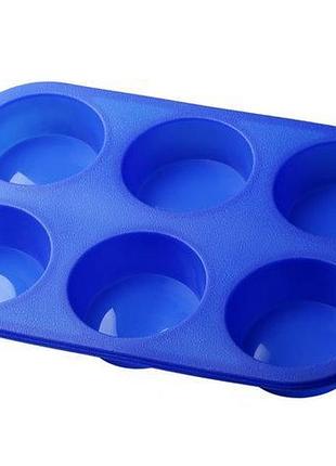 Силіконова форма для мафінів hauser 7100, 6 шт., 25х17 см, червона