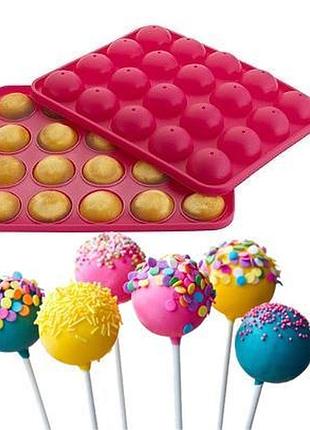 Силіконова форма для кейк попс (cake pops) 23х19см 20 осередків