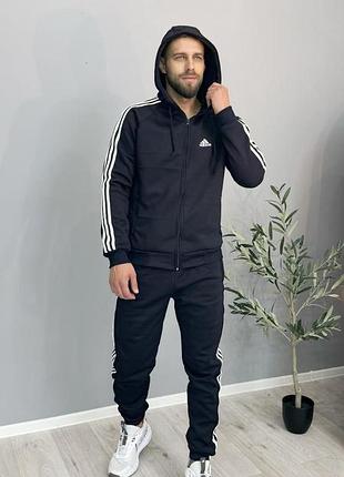 Спортивный костюм мужской adidas синий на флисе с капюшоном xl