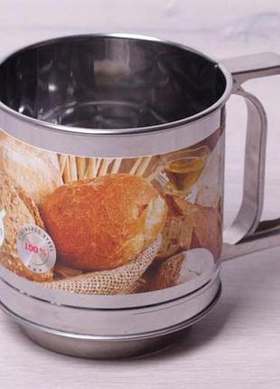 Кружка-сито kamille ø10см з нержавіючої сталі для борошна та сипучих продуктів