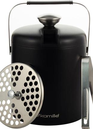 Термо-відерце kamille black 1300мл для льоду з кришкою та краплізбірником