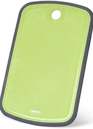 Разделочная доска fissman green 35х22 см пластиковая с желобом для сока, салатовая