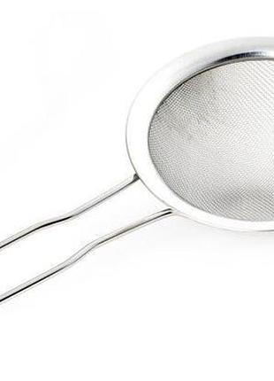 Сито кухонное empire sieve classic ø25см из нержавеющей стали, для муки, выпечки, мелкая сетка, с ручкой
