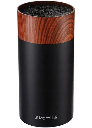 Подставка kamille acacia black, колода для ножей ø11х22см с полипропиленовым наполнителем