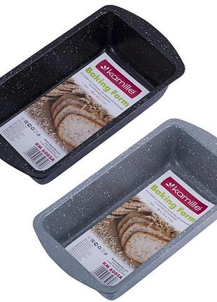 Форма для випічки kamille bakery marble 28х15х6.8см, вуглецева сталь, антипригарне покриття, сіра/чорна мармур