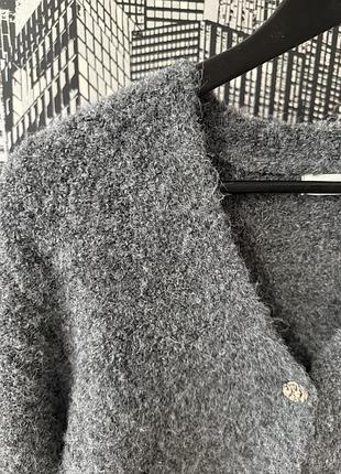 Пухнастий вʼязаний сірий кардиган з вовною primark неймовірно гарний сірий жіночій кардиган, кофта, светр