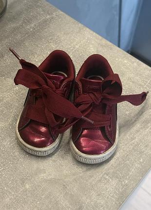 Дівчачі кросівки кеди puma вишневі 22 розмір 14 см стильні