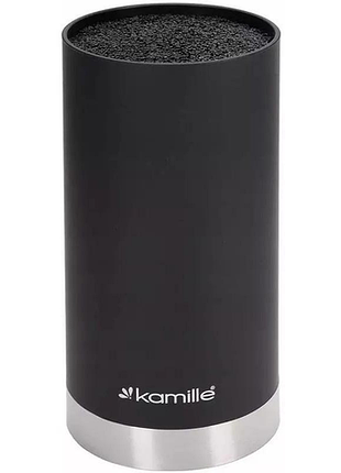 Подставка kamille black&silver, колода для ножей ø11х22см с полипропиленовым наполнителем