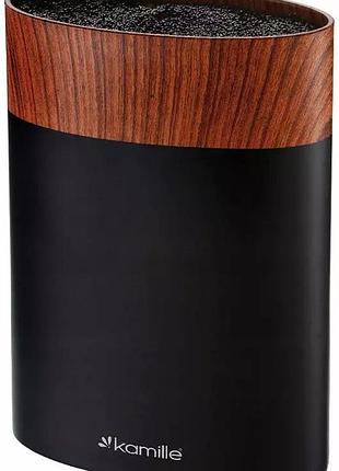 Подставка kamille acacia black, колода для ножей 16х7х22см с полипропиленовым наполнителем