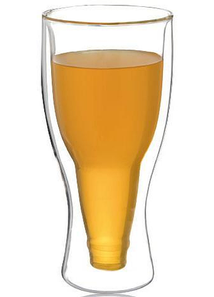 Стакан «beer bottle» 350мл з подвійними стінками, скляна термокружка