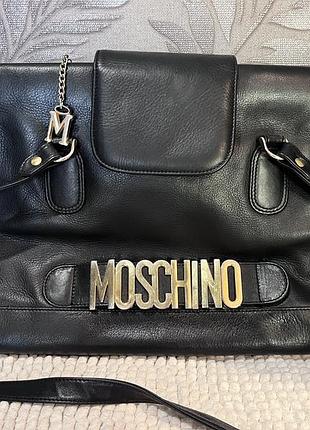 Шкіряна сумка moschino, чорна, оригінал