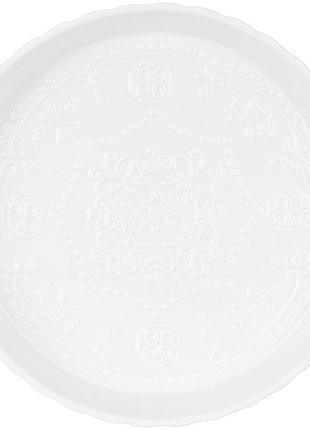 Форма для випічки кругла фарфорова white city кружево ø21х4 см, біла, з декором