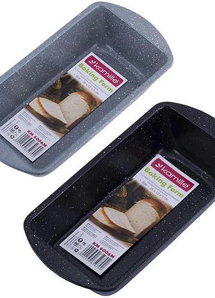 Форма для випічки хліба kamille bakery marble 25х12х5 см, вуглецева сталь, антипригарне покриття, сірий/бежевий мармур