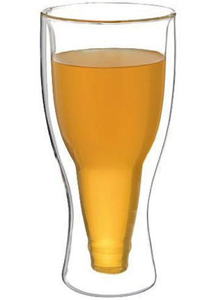 Стакан пивний "beer bottle" 350мл з подвійними стінками, скляна термокружка