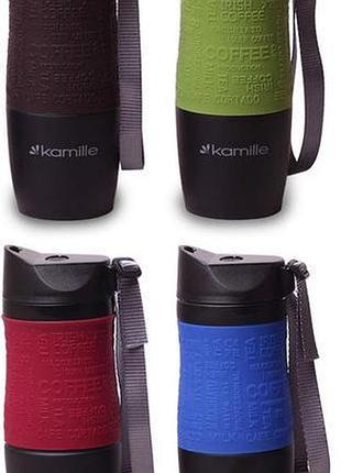 Термокружка kamille coffee 480мл с ремешком, нержавеющая сталь