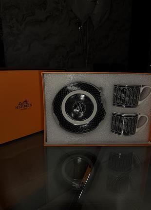Набор фарфоровых чашек hermes black white
