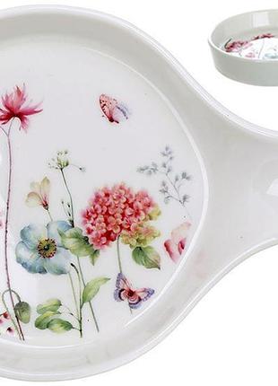 Подставка для ложки flower garden 18х12см, фарфоровая кухонная подставка для сервировки