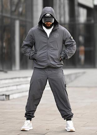 Чоловічий спортивний костюм stone island темно-сірий