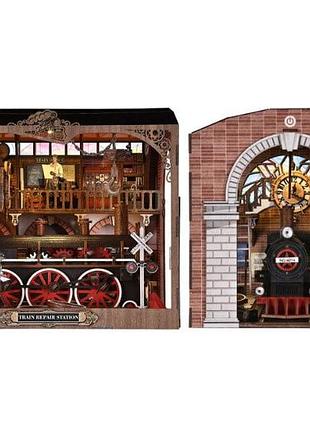 Бук нук станция ремонта поездов diy book nook train repair station интерьерный конструктор ch-06