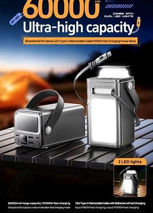 Power bank 100w 60000mah remax fp-103 tarnish повербанк для ноутбука с кабелем type-c