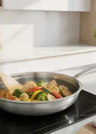 Професійна сковорода benson chef bn-442 28×5,5 см з нержавіючої сталі та антипригарним покриттям
