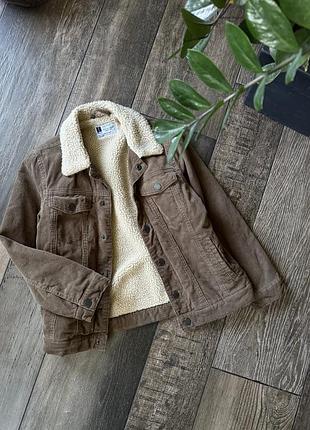 Куртка вельветова меховушка під джинсову next zara h&m george m&s