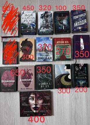 Книги анатомія, ковен, змія й крила ночі, помічниця лиходія, ромео, однойменні, бакман