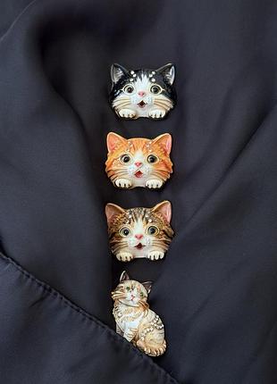 Брошка котики рудий чорний різнокольоровий