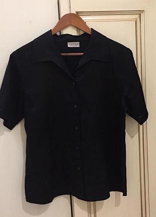 Нова.рубашка черная из льна прямого кроя premium 100% linen shirt intense black оригинал из свежих коллекций