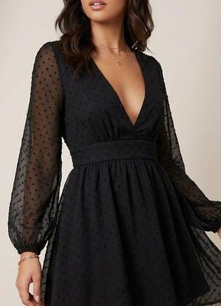 Изысканная черная мини-платье с фактурным шифоном nasty gal /33