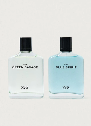 Набор туалетной воды zara man green savage + blue spirit edt, 2х100 мл