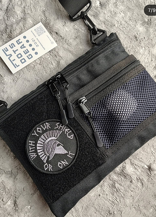 Сумка через плечо cordura с велкро для патчей сеткой кросс-боди унисекс плоская c панелью полем липучкой кроссбоды на плечо mesh плоская огородская