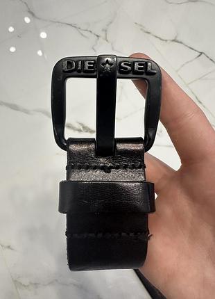 Ремінь чоловічий diesel вінтаж чорний шкіряний 85 см