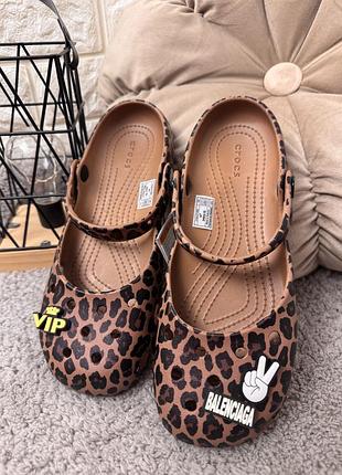 Crocs classic animal ballet sepia/leopard жіночі балетки крокс в леопарді