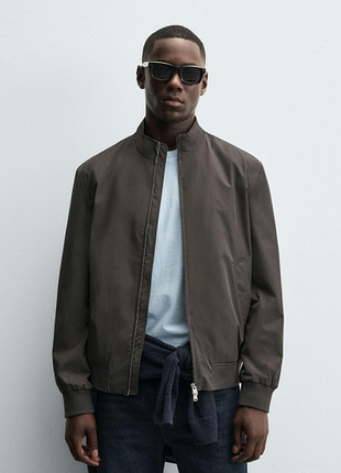 Куртка zara бомбер технологичная 19496 taupe grey
