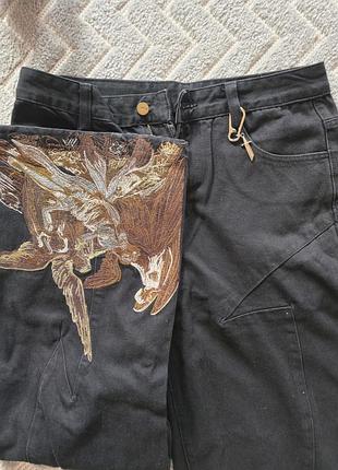 Derschutze чорні,vescartes штаи,принт,wearableart,streetwear,swag,джинси,baggy,стиль,рарка