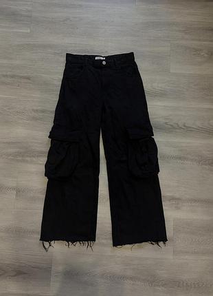 Чорні широкі джинси скейт/реп pull bear унісекс оверсайз 36 розмір