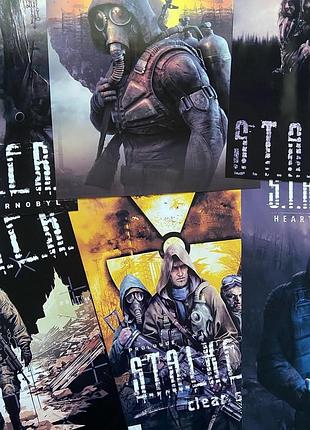 Постери самоклейкі а4 формат на тематику гри stalker