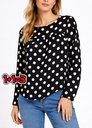🎁1+1=3** стильна чорна вільна блуза блузка в горох zara, розмір 44 - 46