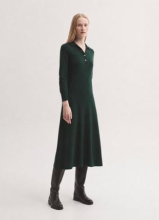 Темно-зелена в'язана сукня-поло від uniqlo з преміальної  суміші мериносової вовни, оригінал  розмір s