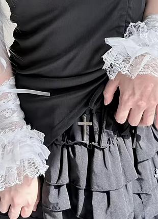 Мітенки мереживо з завʼязками coquette lolita jk